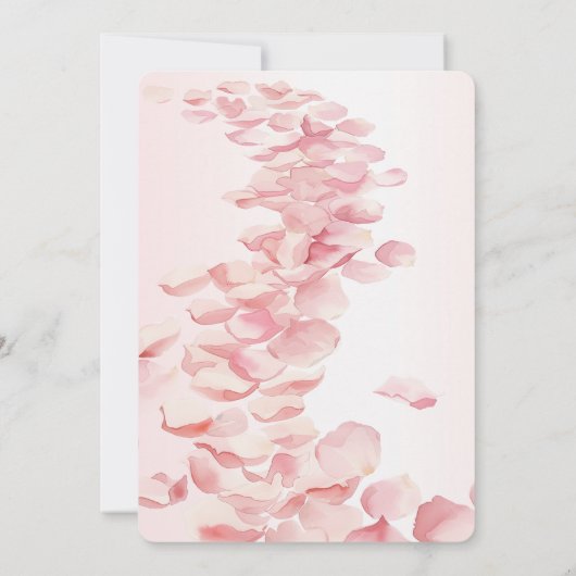 Romantisches Rosa Rosenblättriges Brautparty Einladung (Rückseite)