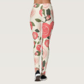 Romantisches rosa Rosenblumenmuster Leggings (Rückseite)
