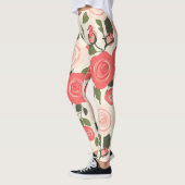 Romantisches rosa Rosenblumenmuster Leggings (Links)