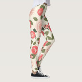 Romantisches rosa Rosenblumenmuster Leggings (Rechts)