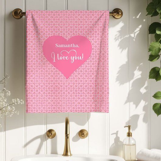 Romantisches Rosa Rote Herzen Frohen Valentinstag Badhandtuch Set