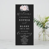 Romantisches Rosa Schwarzes Hochzeitsprogramm (Stehend Vorderseite)