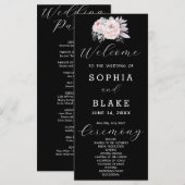 Romantisches Rosa Schwarzes Hochzeitsprogramm (Vorne/Hinten)