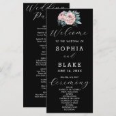 Romantisches Rosa Schwarzes Hochzeitsprogramm (Vorne/Hinten)
