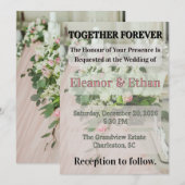 Romantisches Rosa Tüll & Blumengirlande Elegante T Einladung (Vorne/Hinten)