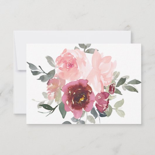 Romantisches Rosa und Burgund UAWG mit Entreen RSVP Karte (Rückseite)