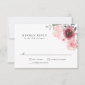 Romantisches Rosa und Burgund Wedding RSVP Karte (Vorderseite)
