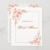 Romantisches Rosa und Gold Floral Bridal Bingo Spi (Vorne/Hinten)