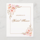 Romantisches Rosa und Gold Floral Bridal Bingo Spi (Vorderseite)