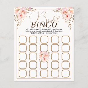 Romantisches Rosa und Gold Floral Bridal Bingo Spi