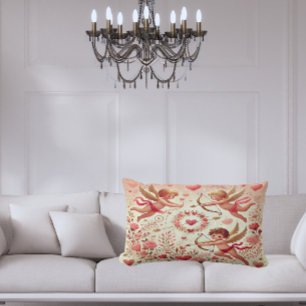 Romantisches Rosa und goldene Kupille Lendenkissen