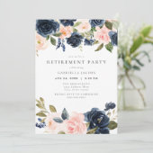Romantisches Rosa- und Navy-Blush-Party Einladung (Stehend Vorderseite)