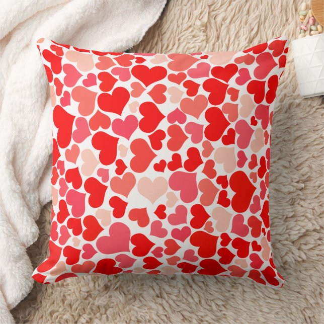Romantisches Rosa und Rotes Herz Muster Valentinst Kissen (Decke)