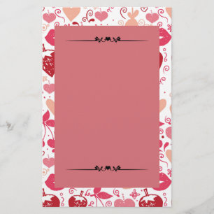 Romantisches rosa und rotes Herz-Papier Briefpapier