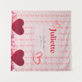 Romantisches Rosa und Rotes Herz Valentins Tapestr Wandteppich (Vorderseite (Horizontal))