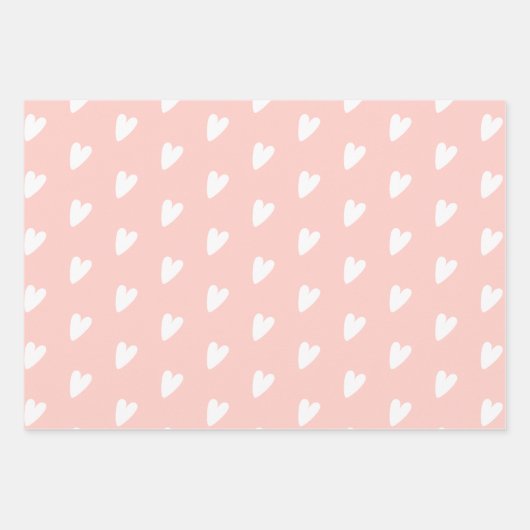 Romantisches Rosa und Weiße Herzen Geschenkpapier Set (Vorderseite 2)