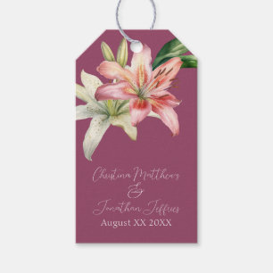 Romantisches Rosa und Weiße Lilien auf Fuchsia Geschenkanhänger
