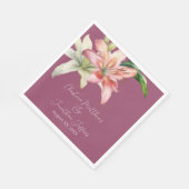 Romantisches Rosa und Weiße Lilien auf Fuchsia Serviette (Ecke)