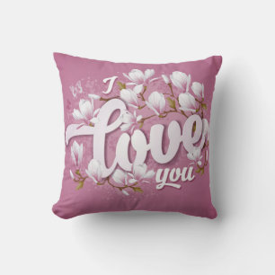 Romantisches Rosa und Weiße Magnolien Kissen