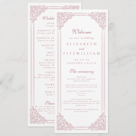 Romantisches rosa Vintages Frame Elegantes Script- (Vorne/Hinten)