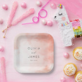 Romantisches rosa Wasserfarbdesign Pappteller (Party)