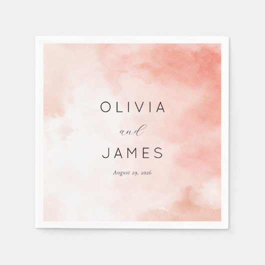 Romantisches Rosa Wasserfarbe Serviette (Vorderseite)