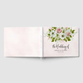 Romantisches rosa Wasserfarben-Blumenhochzeit Gästebuch (Voll)