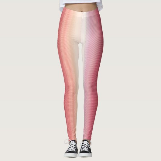 Romantisches rosa-weiße Streifen-Muster Leggings (Vorderseite)