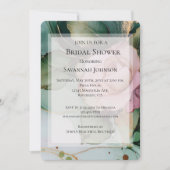 Romantisches Rosa Weißes Brautparty Einladung (Vorderseite)