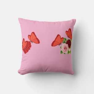 Romantisches rosa Wurfkissen mit Schmetterlingen u Kissen