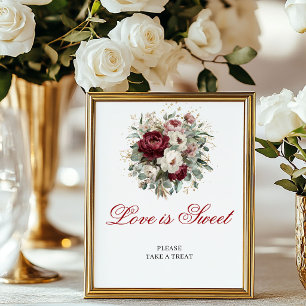 Romantisches Rosafarbenes Burgunderrot 'Liebe ist Poster