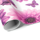 Romantisches Rosafarbenes Floral Geschenkpapier (Rolleneckpunkt)