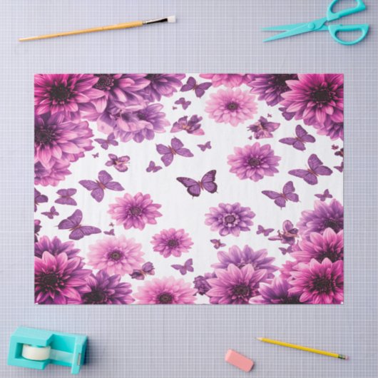 Romantisches Rosafarbenes Floral Seidenpapier (Basteln)