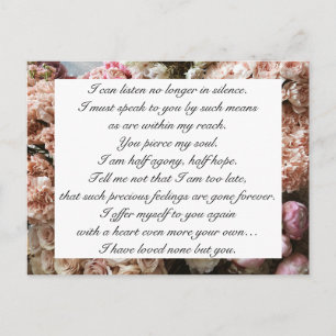 Romantisches Rosarot Florales Jane-Austen-Liebeszi Postkarte