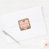 Romantisches Roségold-Schwan-Hochzeitslayout Quadratischer Aufkleber (Umschlag)