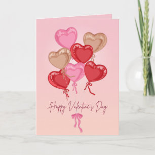 Romantisches Roségold- und rosa Herzballonbouquet Karte