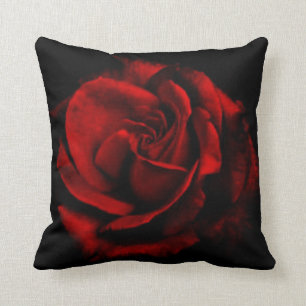 Romantisches Rosen-Blumen-Schwarzesthrow-Kissen Kissen