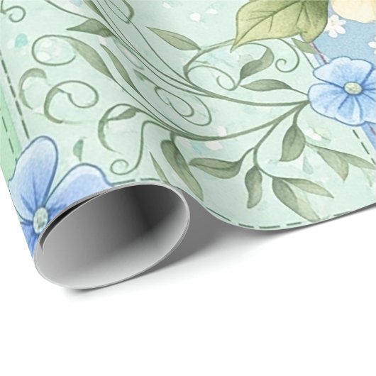 Romantisches Rosen-Patchwork-Muster Geschenkpapier (Rolleneckpunkt)