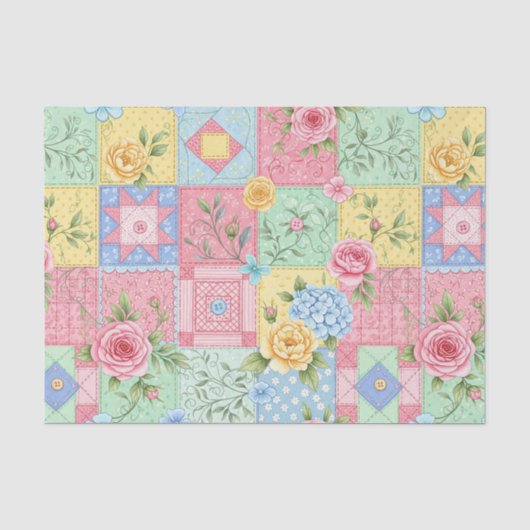 Romantisches Rosen-Patchwork-Muster Seidenpapier (Vorderseite)