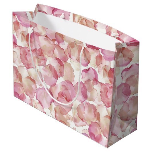 Romantisches Rosenblättriges Brautparty Große Geschenktüte (Rückseite Schrägansicht)
