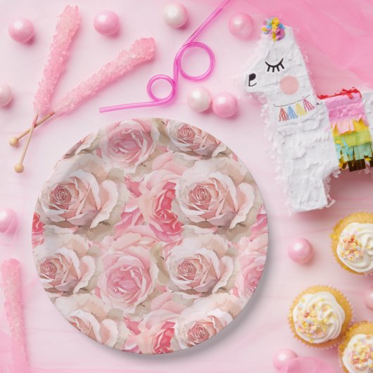 Romantisches Rosengebirge Brautparty Pappteller (Party)