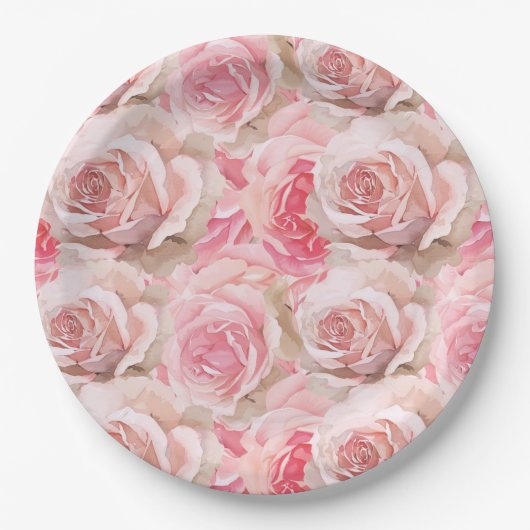 Romantisches Rosengebirge Brautparty Pappteller (Vorderseite)