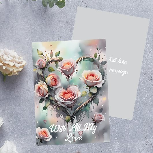 Romantisches Rosenherz mit all meiner Liebe Karte