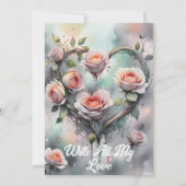 Romantisches Rosenherz mit all meiner Liebe Karte (Vorderseite)