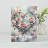 Romantisches Rosenherz mit all meiner Liebe Karte (Stehend Vorderseite)