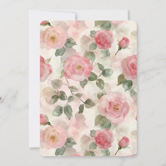 Romantisches Rosenrosen Brautparty Einladung (Rückseite)