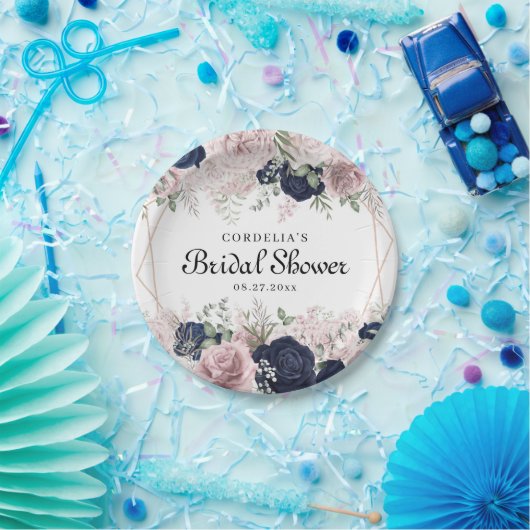 Romantisches Rosenrosen-Brautparty Pappteller (Party)