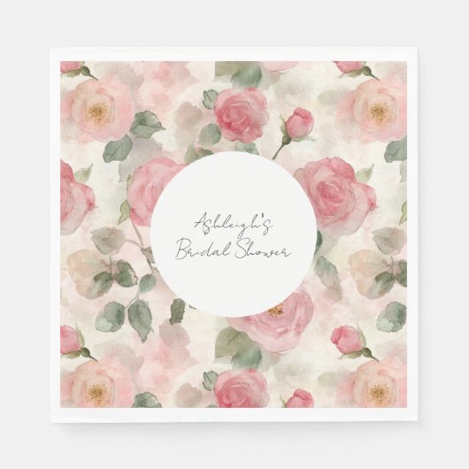 Romantisches Rosenrosen Brautparty Serviette (Vorderseite)