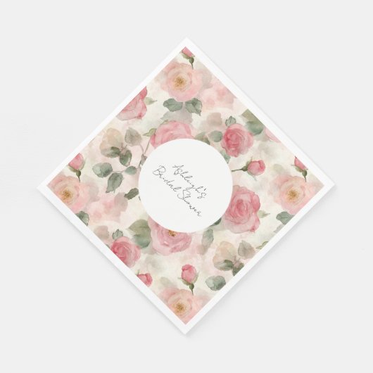 Romantisches Rosenrosen Brautparty Serviette (Ecke)