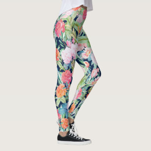 Romantisches Rosenrosen Vintages blaues Design Leggings